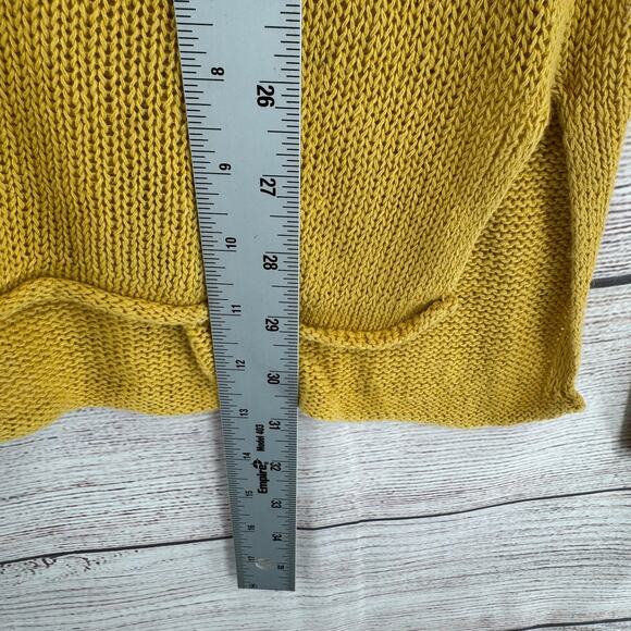 Moth Anthropologie Linen Blend Loose Knit Sweater Womens Large Yellow Boat Neck - Picture 11 of 11